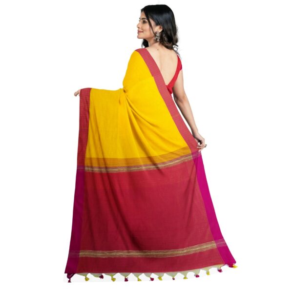 Yellow and Pink Silk Patli Pallu Sari