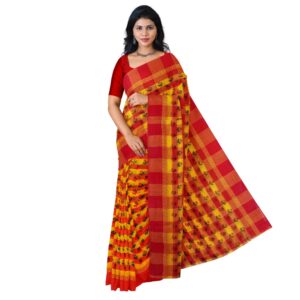 Yellow and Red Pure Cotton Flo...