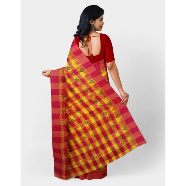 Yellow and Red Floral Printed Sari