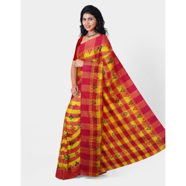 Yellow and Red Floral Printed Sari