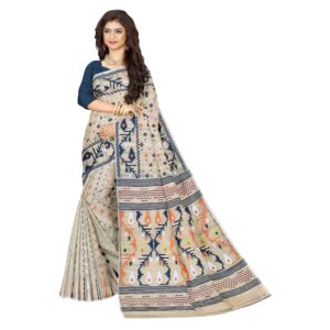 Off White Tant Dhakai Jamdani Saree