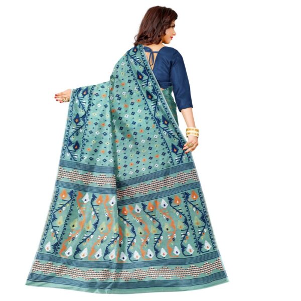 Teal Blue Dhakai Jamdani Saree