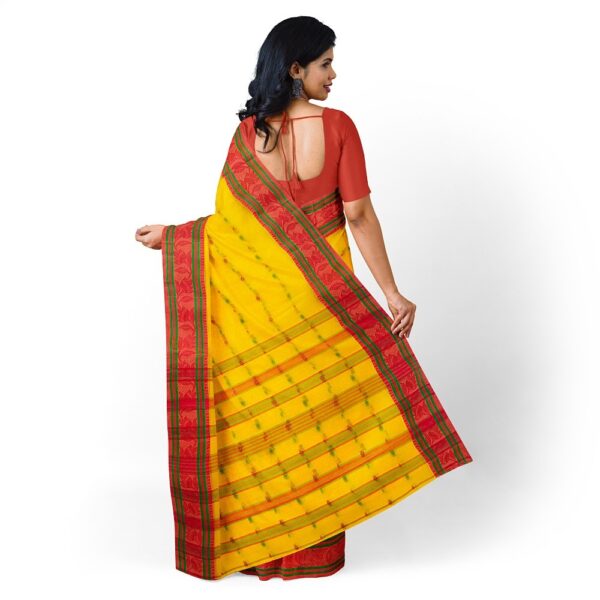 Yellow Cotton Handloom Tant Saree for Haldi Ceremony