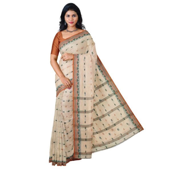 Cream Cotton Tant Saree