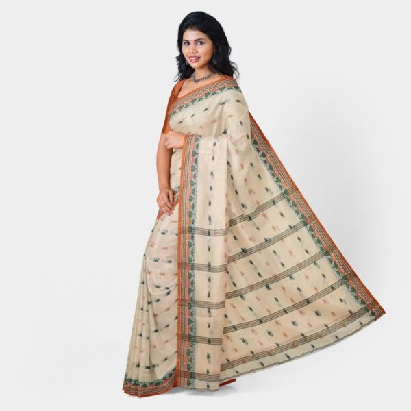 Cream Cotton Tant Saree