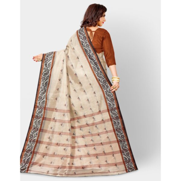 Off White Bengali Pure Cotton Saree