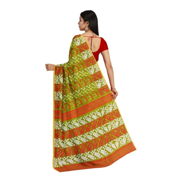 Parrot Green Jamdani Saree