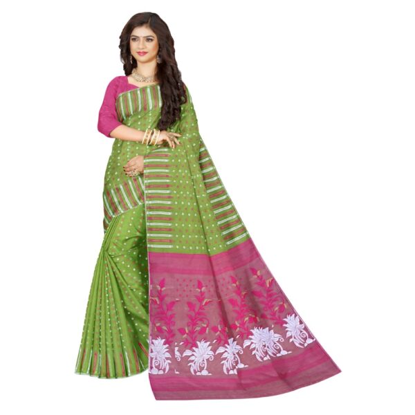 Green and Pink Soft Jamdani Sarees