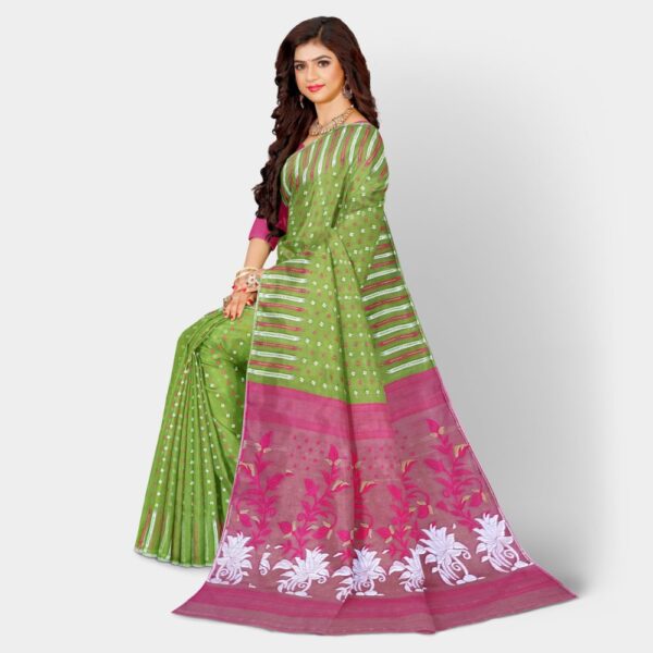 Green and Pink Soft Jamdani Sarees