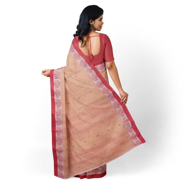 Beige Color Cotton Saree with Red Border