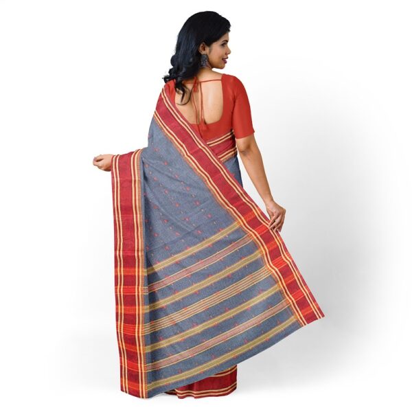 Grey Bengali Cotton Tant Saree