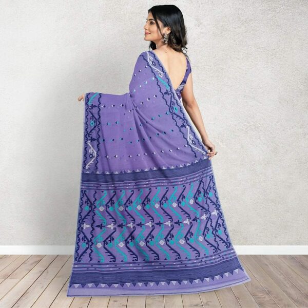 Purple Dhakai Jamdani Saree with Blouse Piece