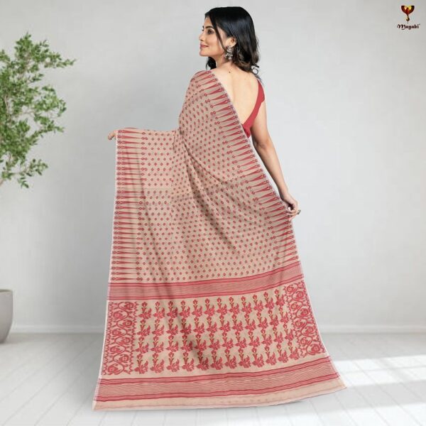 Off White Temple Border Jamdani Saree