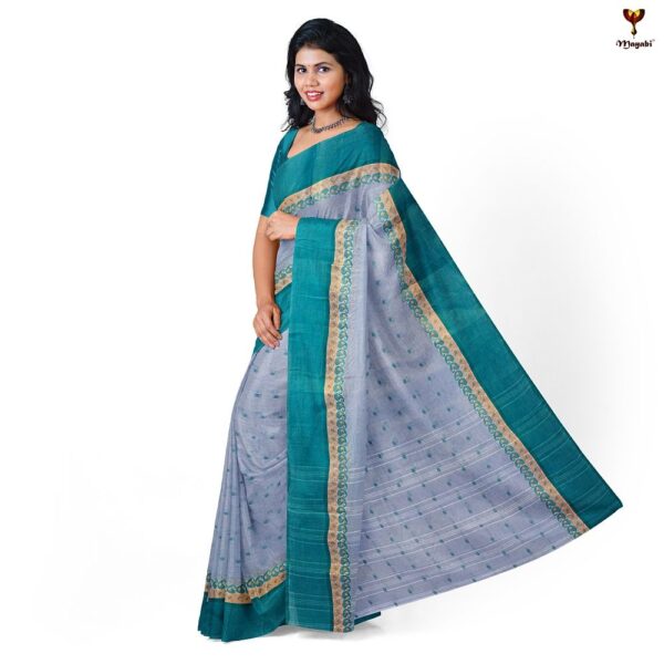 Grey Cotton Tant Saree for Summer
