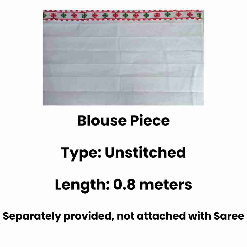 Red White Jamdani Saree with Blouse | Shada Lal Bengali Saree | Cotton Silk | Durga Puja | Office Wear | Handwork Buti 4 Lal Par Sada Jamdani Saree