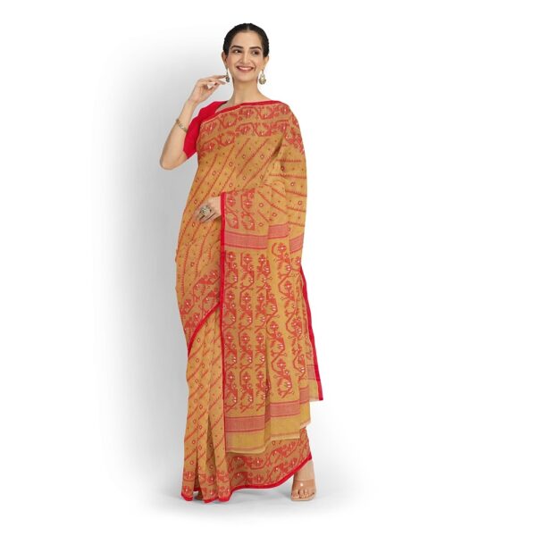 Beige Cotton Jamdani Saree