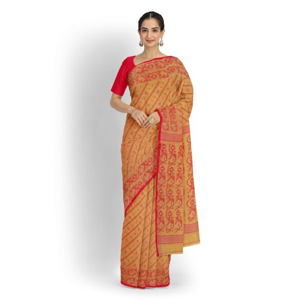 Beige Cotton Jamdani Saree