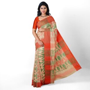 Beige Dhakai Jamdani Saree –...