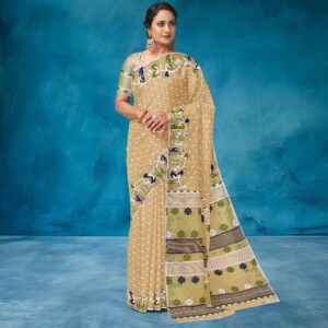 Handwoven Beige Pure Cotton Si...