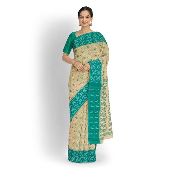 Cream Color Cotton Jamdani Saree