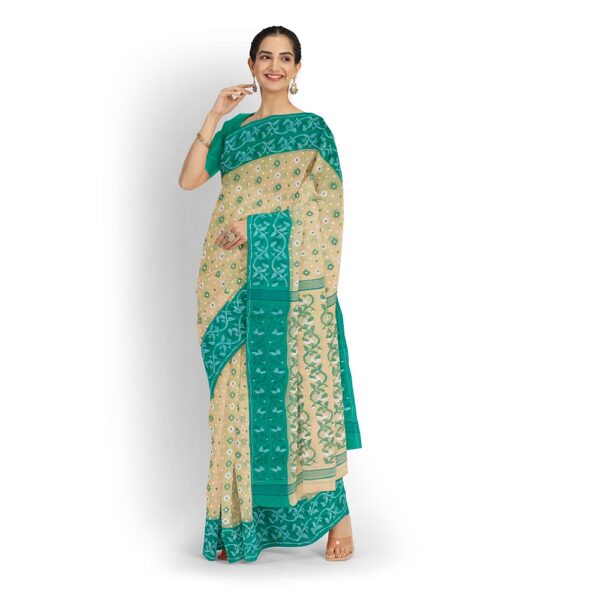 Cream Color Cotton Jamdani Saree