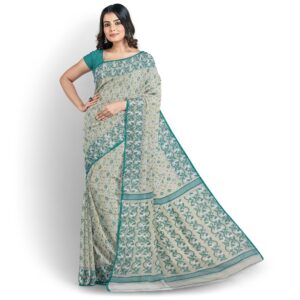 Cream Pure Cotton Dhakai Jamda...