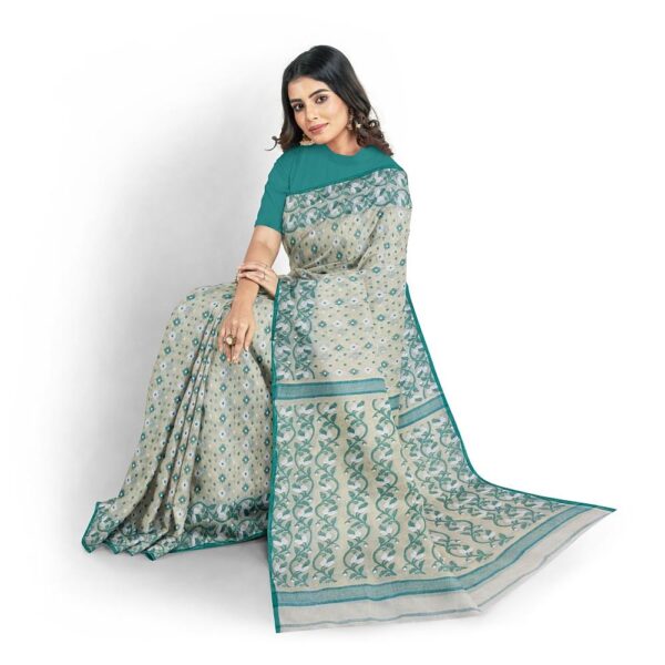 Cream Dhakai Jamdani Saree