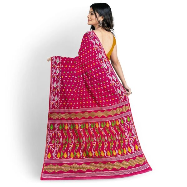 Rani Pink Dhakai Jamdani Saree