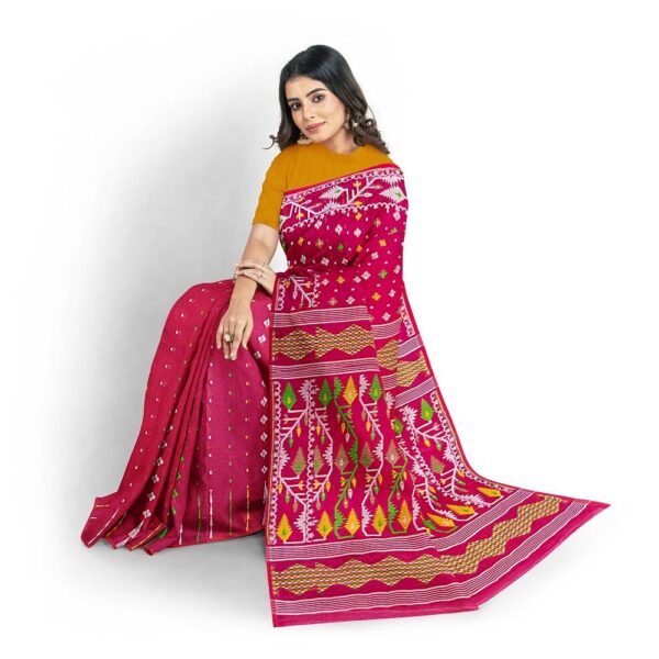 Rani Pink Dhakai Jamdani Saree