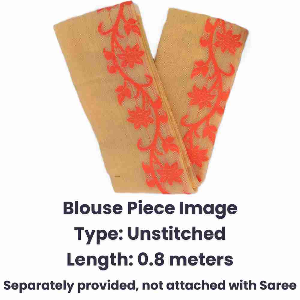 Soft Beige Cotton Silk Jamdani Saree with Blouse Piece for Puja & Party Wear 4 Beige Soft Jamdani Saree
