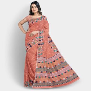 Sweet Pink Dhakai Jamdani Sare...