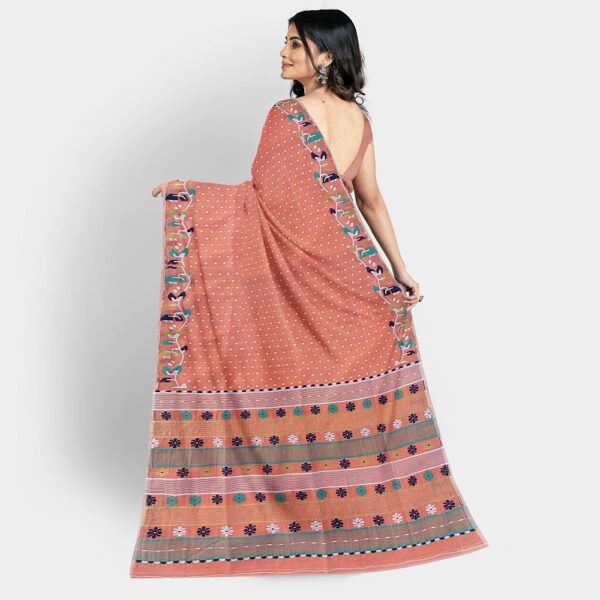 Sweet Pink Dhakai Jamdani Saree with Blouse Piece