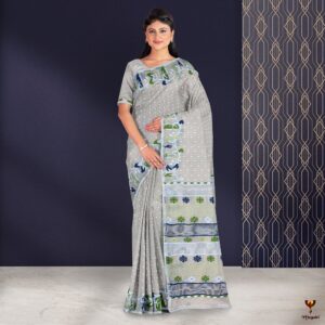 Off White Dhakai Jamdani Saree...