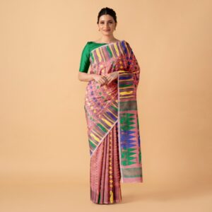 Peach Soft Bengali Dhakai Jamd...