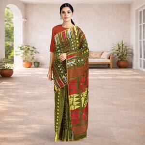 Dark Green Cotton Silk Soft Ja...