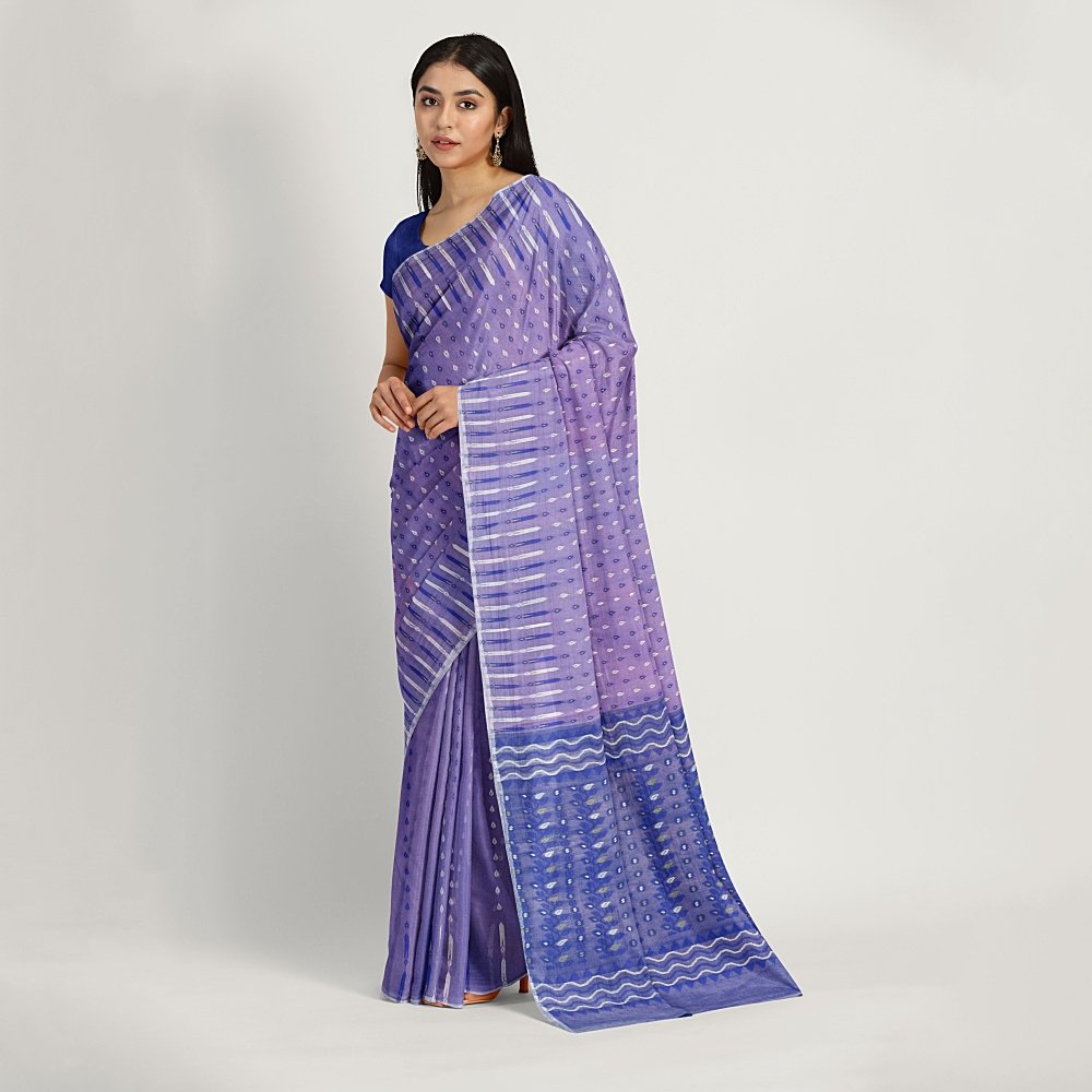 Light Lavender Jamdani Saree Cotton Silk | Choto Buti Work | Office Wear | Lightweight | No Blouse 3 Lavender Color Saree