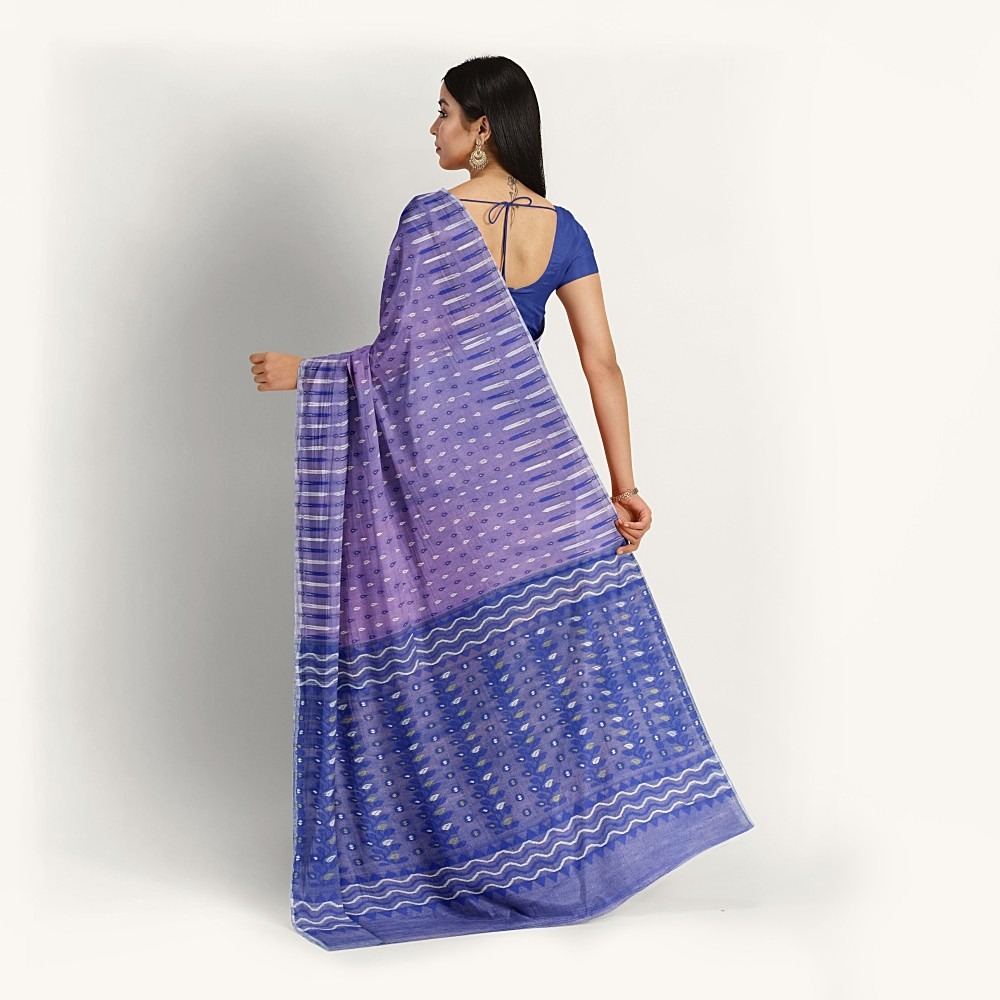 Light Lavender Jamdani Saree Cotton Silk | Choto Buti Work | Office Wear | Lightweight | No Blouse 2 Lavender Color Saree